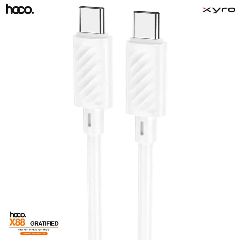 Hoco X88 Gratified 60W PD Type-C to Type-C Charging Data Cable – 1M