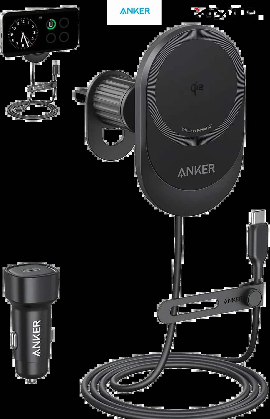 Anker MagGo Wireless Car Charger (Pad, Built-In USB-C Cable)
