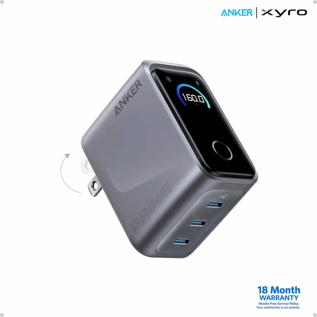 Anker Prime 160W 3-Port GaN Charger with Smart Display (A2687)