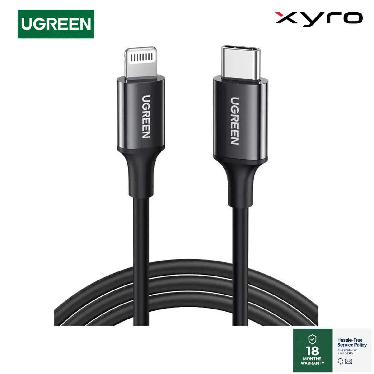 UGREEN USB-C to Lightning Cable M/M Nickel Plating ABS Shell 1m – Black (Model: 60751)