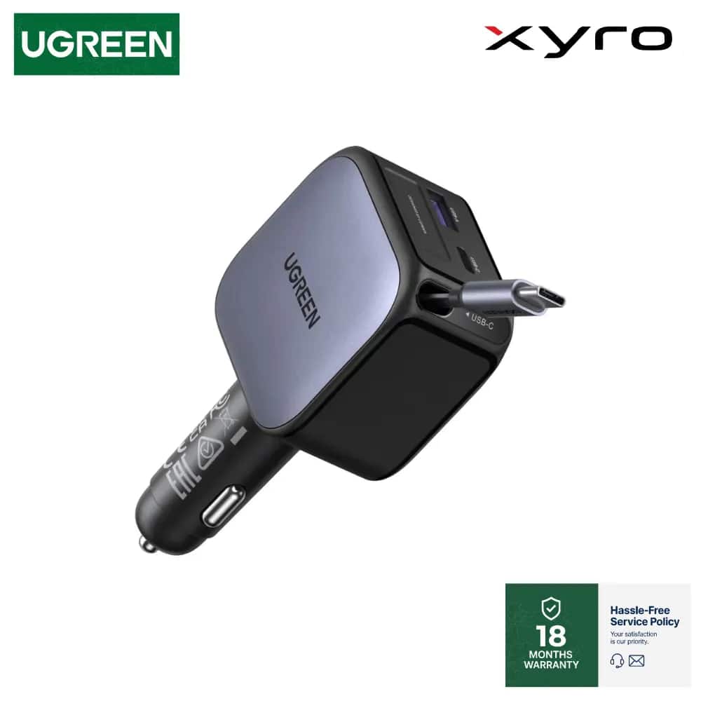 UGREEN 60W EC602 Car Charger with Retractable Cable (55212B)