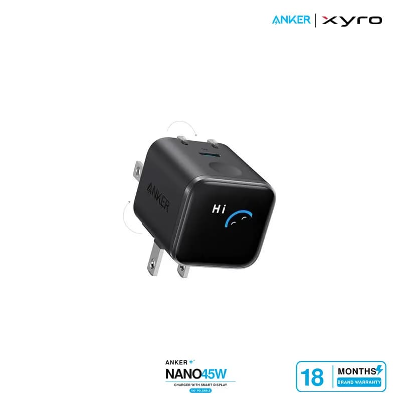 Anker Nano 45W Smart Display Charger with 180° Foldable Plug (A121D)