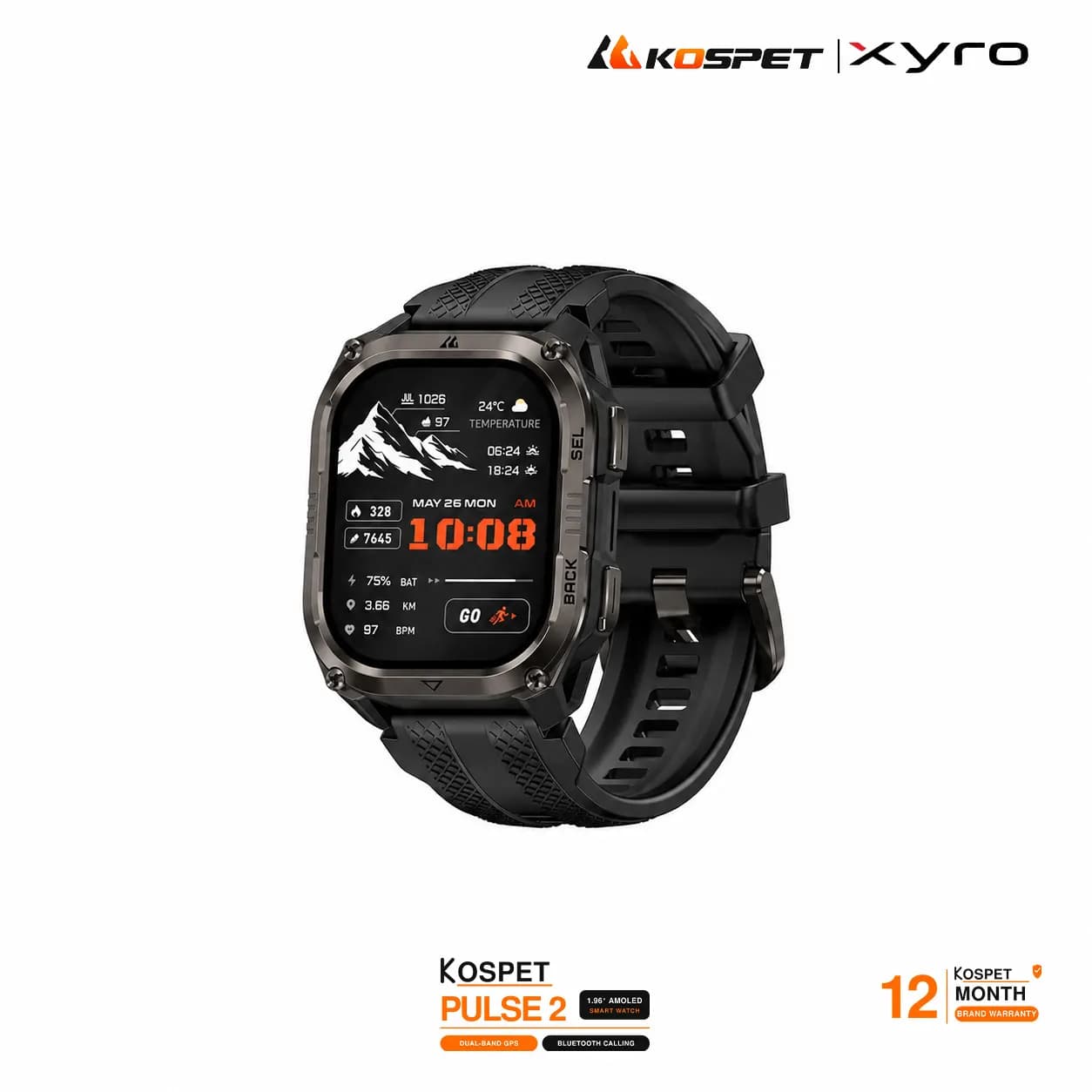 KOSPET PULSE 2 1.96″ AMOLED Dual-Band GPS Bluetooth Calling Smart Watch