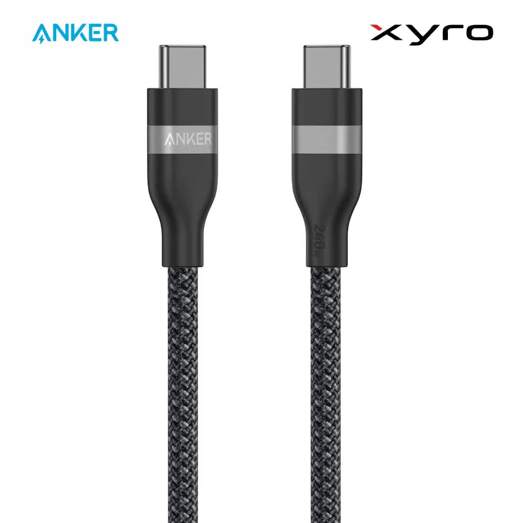 Anker 240W Upcycled-Braided USB-C to USB-C Cable (3ft / 0.9m) – Black