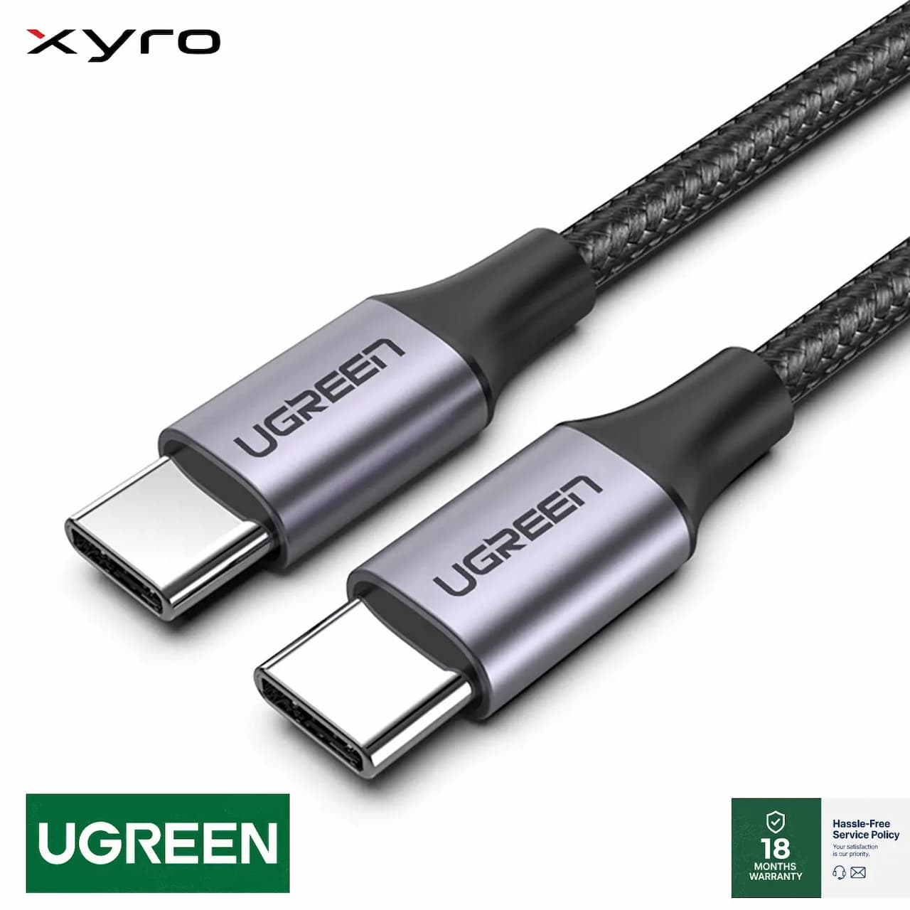 UGREEN USB-C to USB-C PD Fast Charging Cable 5A Max 5Gbps – Gray 1.5m