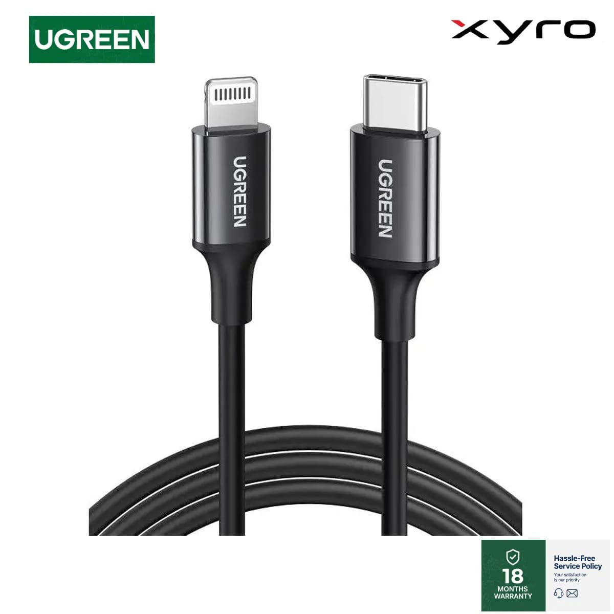 UGREEN USB-C to Lightning Cable M/M Nickel Plating ABS Shell 1m – Black (Model: 60751)
